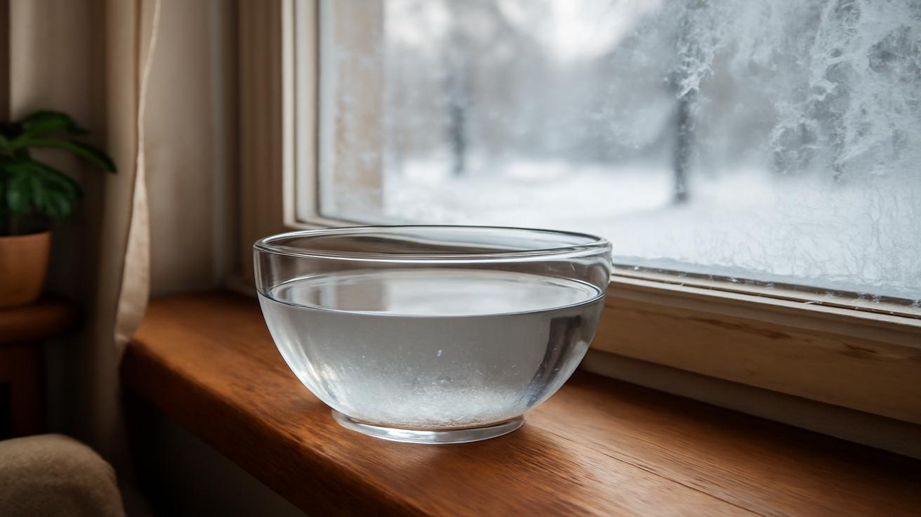 A bowl of salt water by the window in winter: this simple trick works just as well as aluminum foil in summer