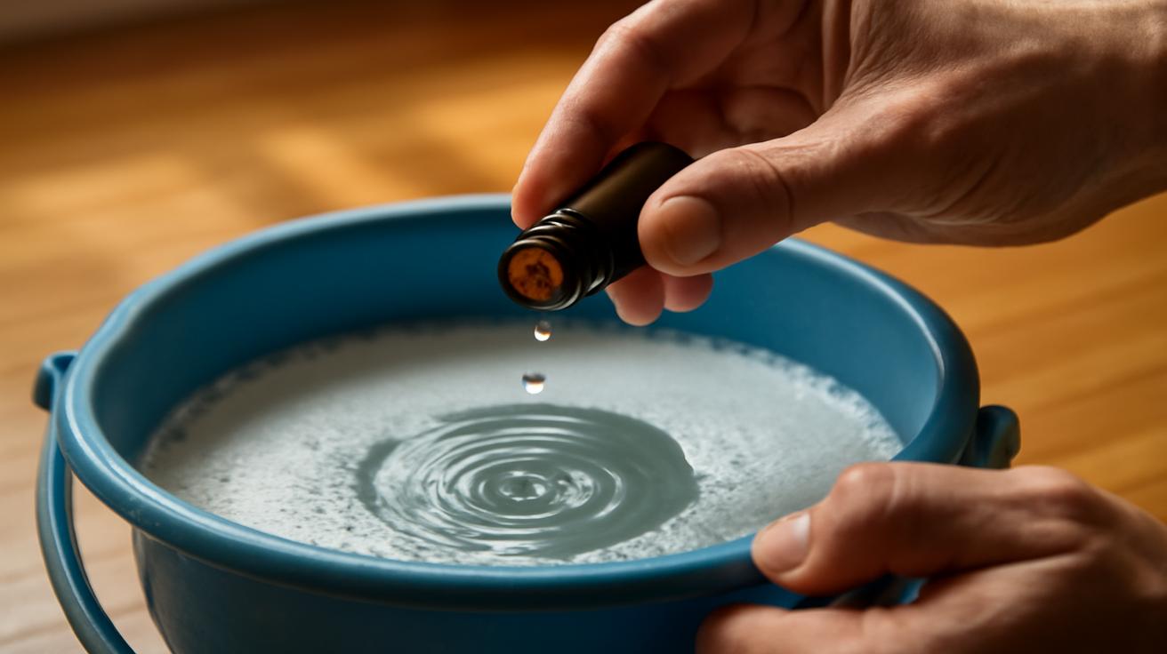 Add just two drops to your mop bucket and your home will smell amazing for days, with no vinegar and no lemon needed for the effect