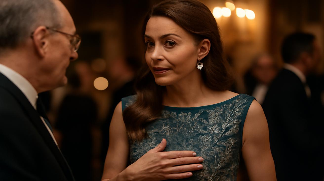 In an elegant embroidered evening gown, Kate Middleton once again champions British craftsmanship at a high-profile diplomatic dinner