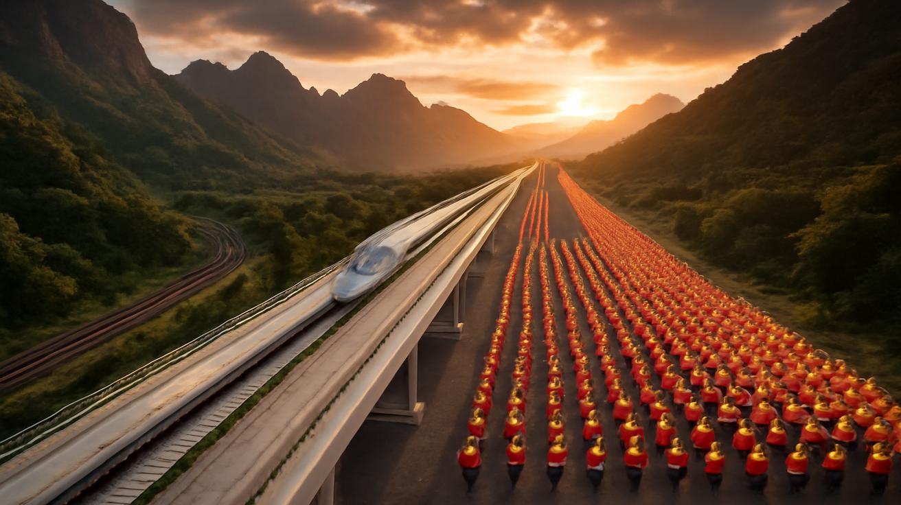 In just 9 hours and with 1,000+ workers, China cut a seven-hour trip to 90 minutes with a new rail line