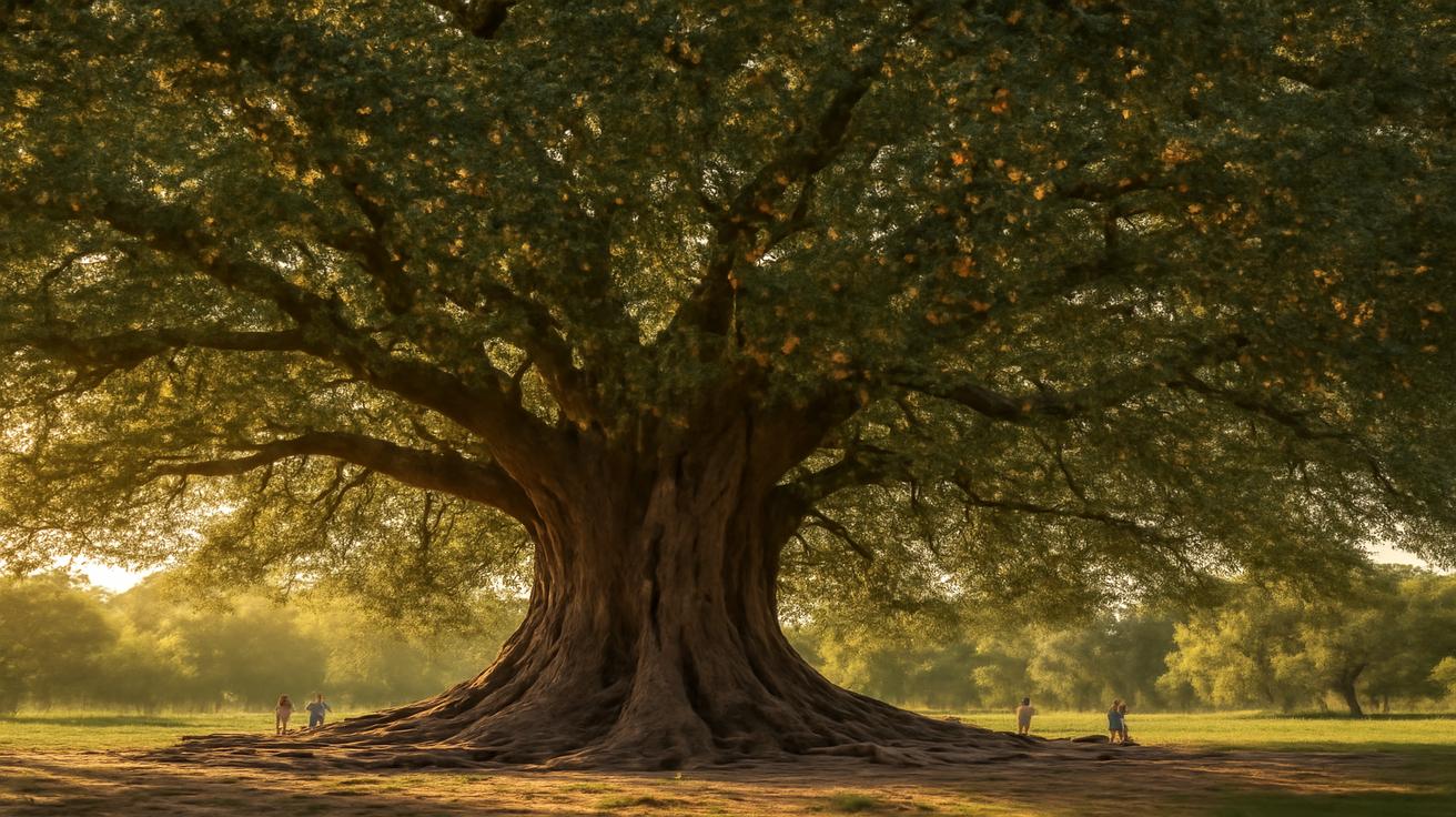 It looks like a forest, but it’s a single tree: it covers 8,500 square meters, is 20 meters tall, and produces 80,000 fruits per harvest.