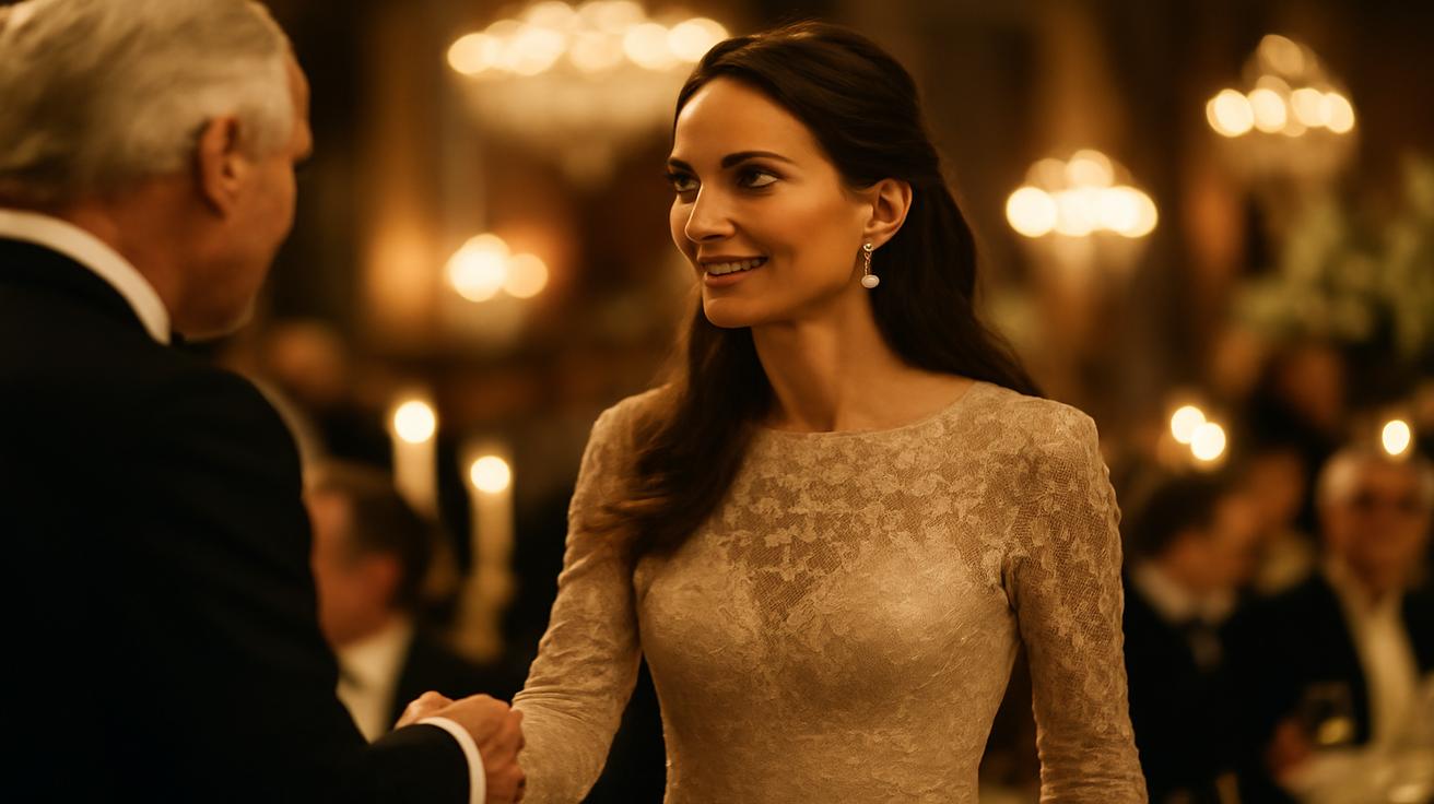 Kate Middleton, in a long dress embroidered with Chantilly lace, brought out her favorite accessory for the banquet with the American president
