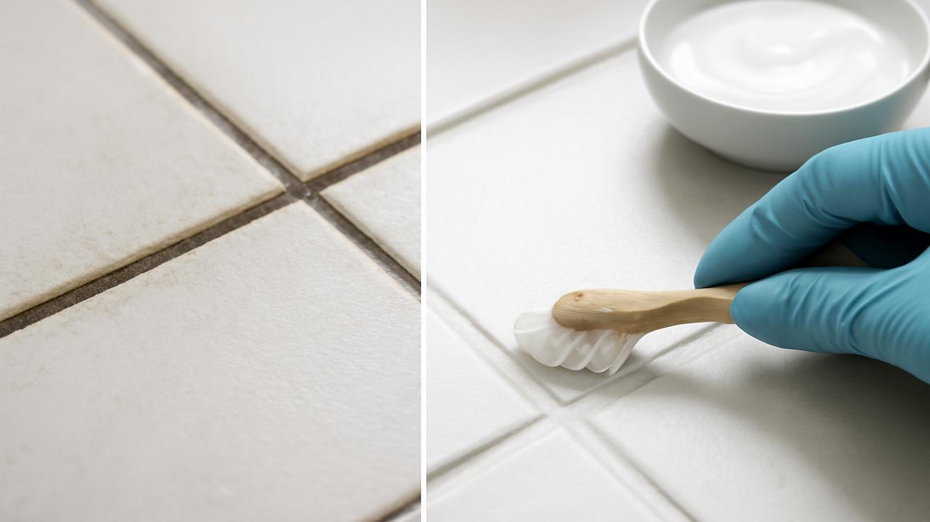 Mix 3 ingredients and apply them to grout. In 15 minutes they look like new