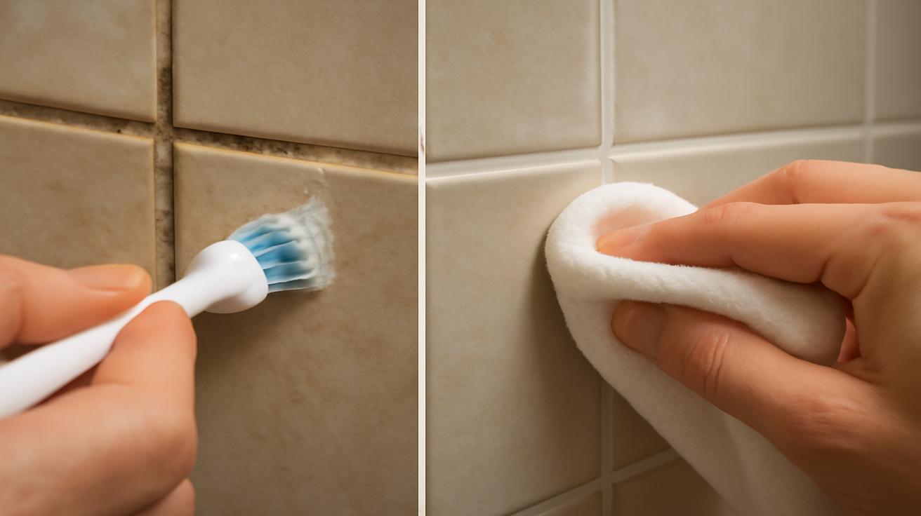 Mix just three simple ingredients and apply them to grout: in 15 minutes it looks like new again