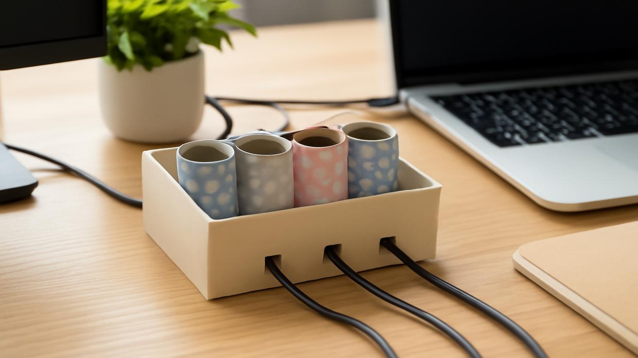 The cardboard roll trick to hide messy cables on your desk that designers love