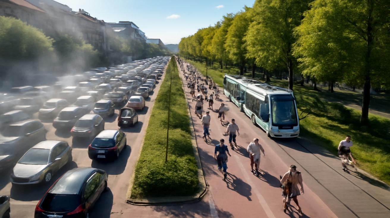 The climate benefits of public transportation and active mobility like walking and cycling