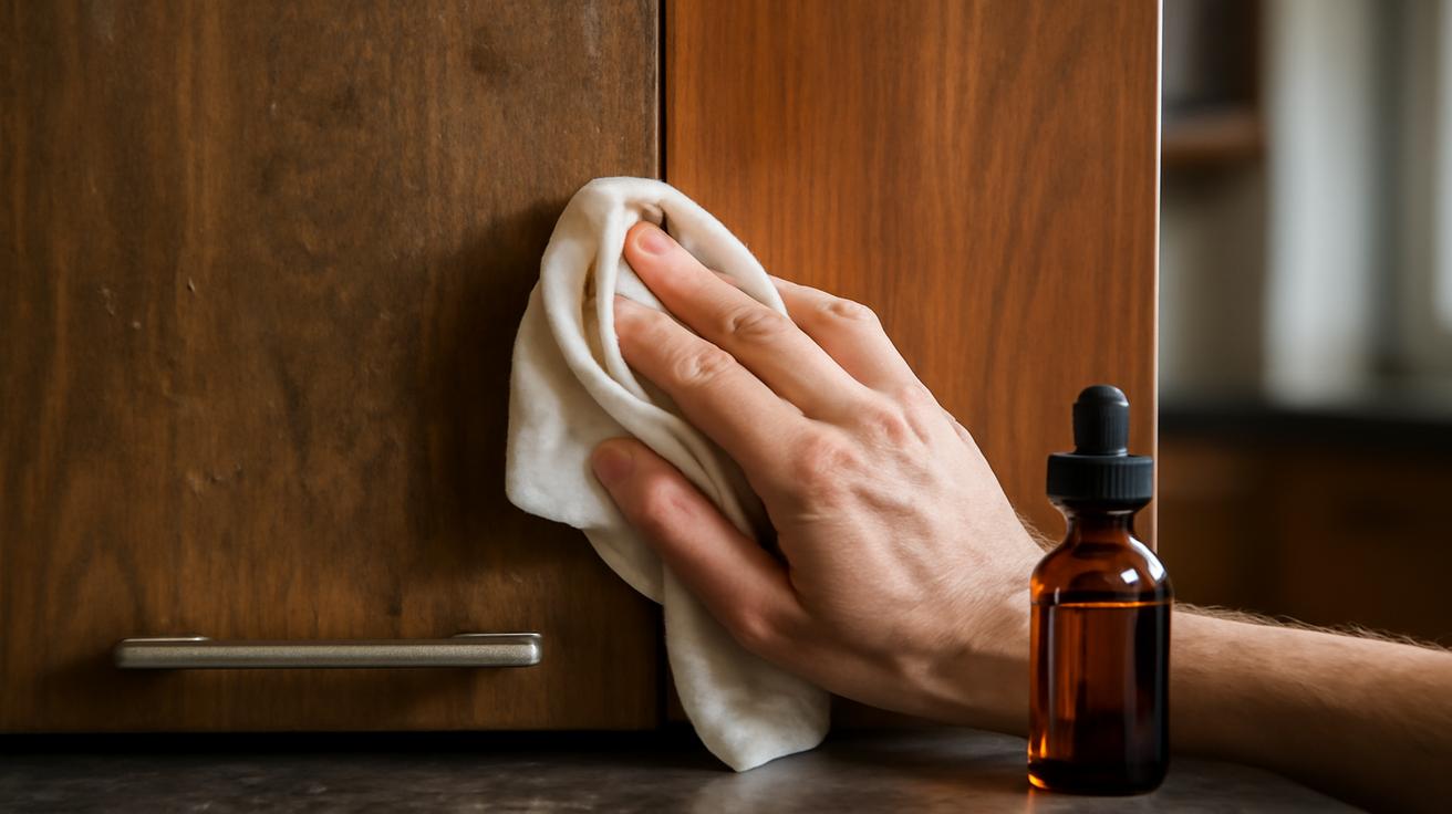 The forgotten kitchen liquid that turns grimy kitchen cabinets smooth, clean and shiny with minimal effort