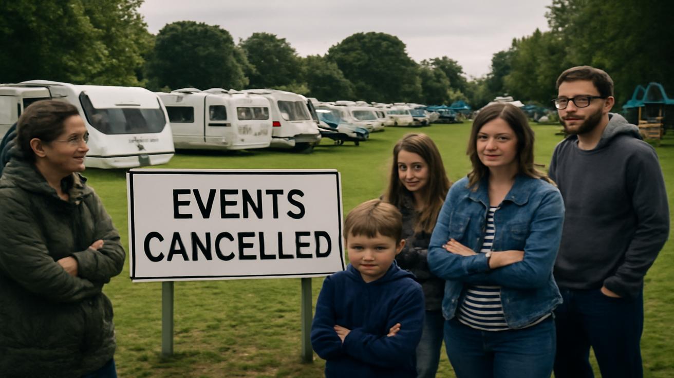 Travellers: a convoy of caravans sets up in the middle of a popular family park, events on site cancelled