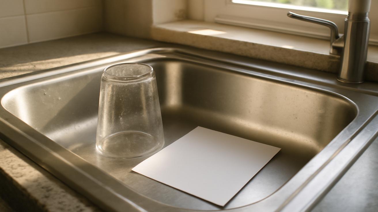 When I leave the house, I put a glass and a sheet of paper in the sink : a simple but smart habit